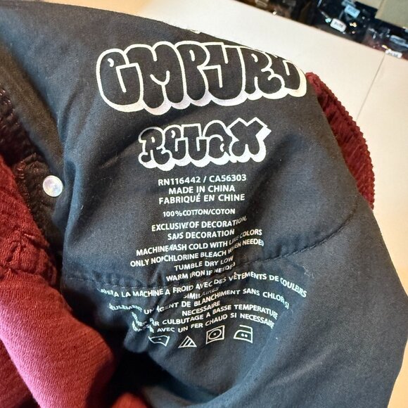 Empyre Women 30 Corduroy Pant Maroon Red Tapered Leg Stretch Waist Relaxed Fit - Picture 5 of 9